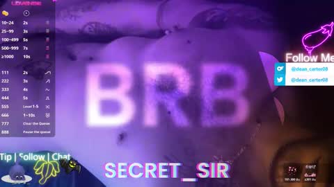 Snapshot of secret_sir chatting on 1, 3, 2026 Dean Carter online show from 1, 3, 2026